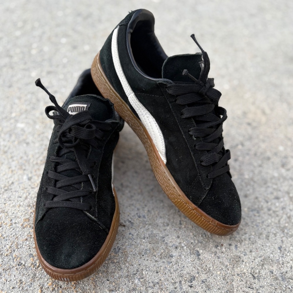 Puma Suede Classic Black White Gum Sole Mens Sneakers 357250 06 US 8.5